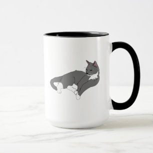Mug Chat gris et blanc Tuxedo