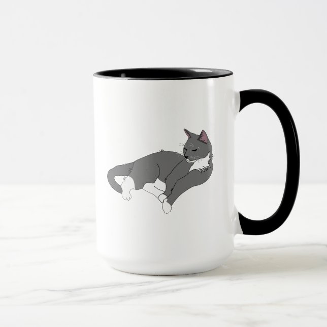 Mug Chat gris et blanc Tuxedo (Droite)