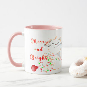 Mug Chat heureux jouant avec la lumière LED   Noël mig