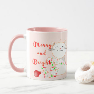 Mug Chat Heureux Jouant Avec Lumière LED Noël Mignon
