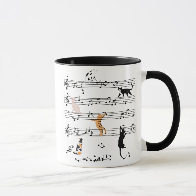 Mug Chat Jouer Note Musique, Naughty Cadeau Chat, Chat (Droite)
