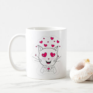 Mug Chat kawaii mignon avec Coeur amour mug.