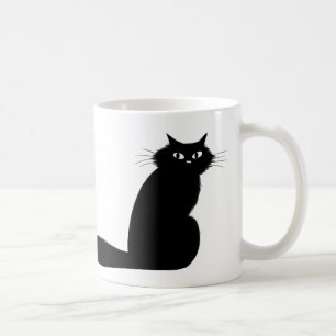 Mug Chat Kitty Noir avec l'oeil latéral long de la que