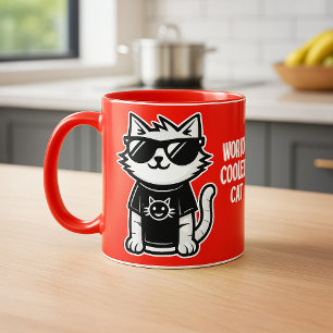 Mug Chat le plus frais du monde avec lunettes de solei