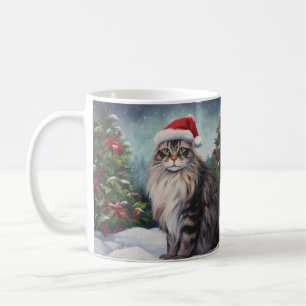 Mug Chat Maine Coon à Noël de neige