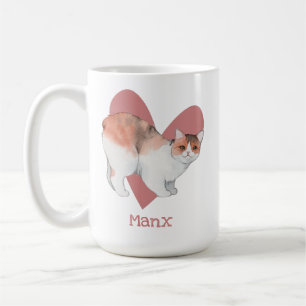 Mug Chat Manx Aquarelle Kitty Coeur rose