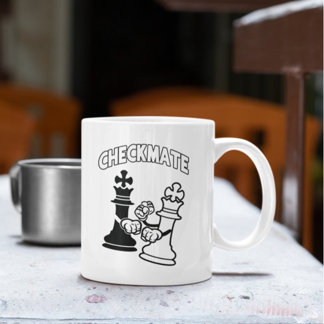 Mug Chat-maté Tournoi d'échecs Art noir et blanc (Checkmate Chess Tournament Art Black and White Coffee Mug)
