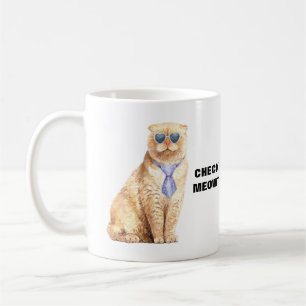 Mug Chat Meowt avec lunettes de soleil et Cravate drôl