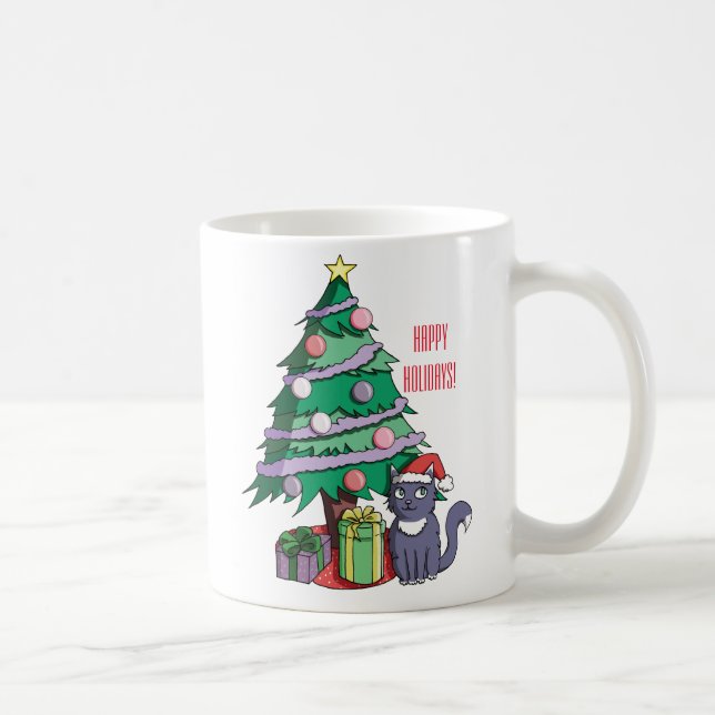 Mug Chat mignon de Père Noël sous une illustration (Droite)
