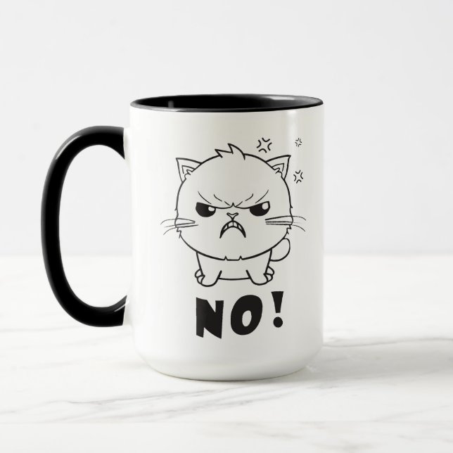 Mug Chat mignon en colère en train de baiser Non. (Gauche)