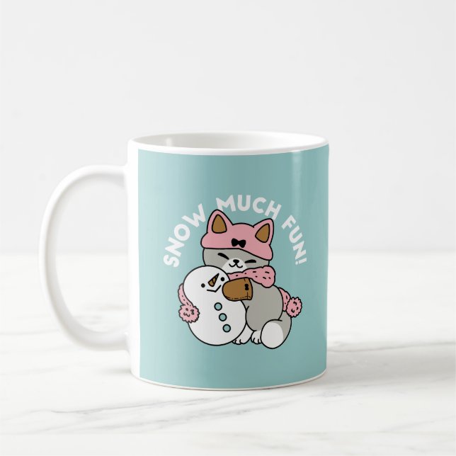 Mug Chat mignon en Engin à neige avec Art Snowman (Gauche)