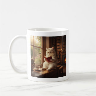 Mug Chat mignon en lecture