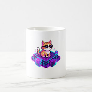 Mug Chat mignon en pixel art avec des lunettes de sole