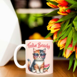 Mug Chat mignon qui se sent à la plage