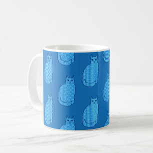 Mug Chat moderne du milieu du siècle, Cobalt et Bleu c
