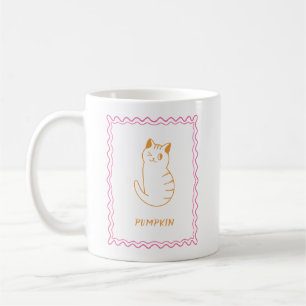 Mug Chat Moderne Fantaisiste Orange et Rose
