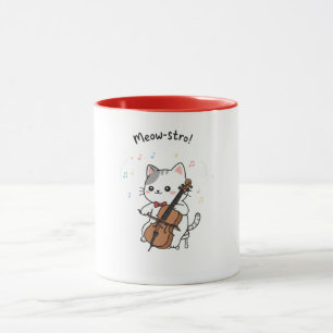 Mug Chat musicien au violoncelle mignon