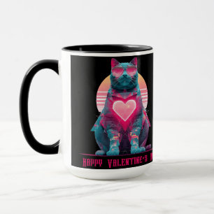 Mug Chat néon vintage pour la Saint-Valentin