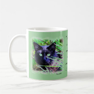 Mug Chat noir aux yeux verts frappants