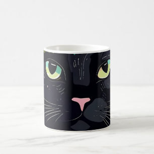 Mug Chat noir avec couronne florale