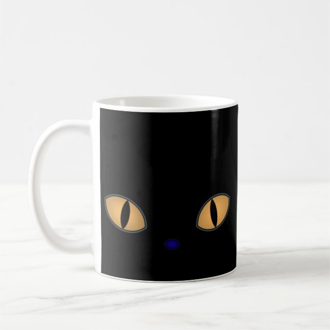 Mug Chat Noir Avec Gros Oeil Orange (Gauche)