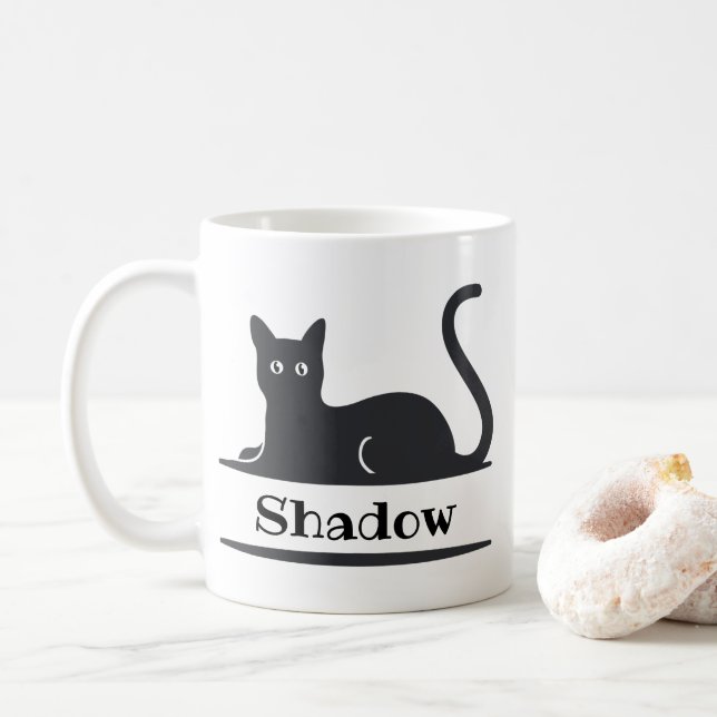 Mug Chat noir couché monogrammé (Avec donut)