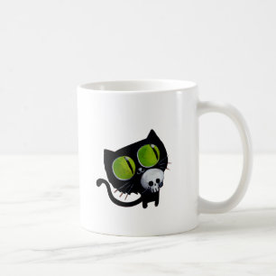 Mug Chat noir de Halloween avec le crâne