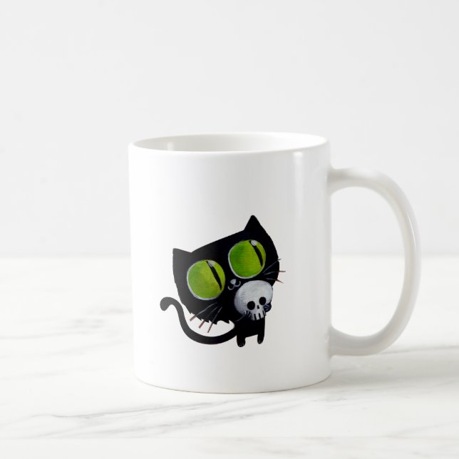 Mug Chat noir de Halloween avec le crâne (Droite)