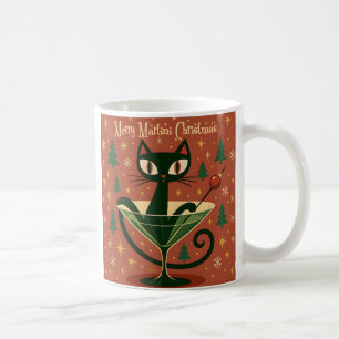 Mug Chat noir de Noël du milieu du siècle Merry Martin