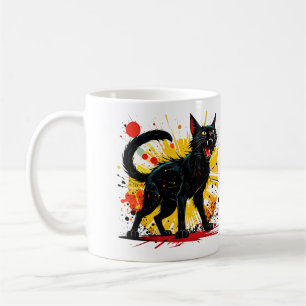 Mug Chat noir défensif en cisaillement