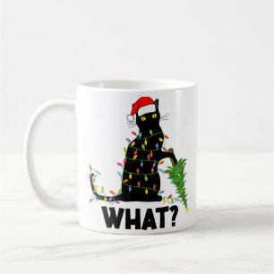 Mug Chat Noir Drôle Poussant Arbre De Noël Sur Chat Ch