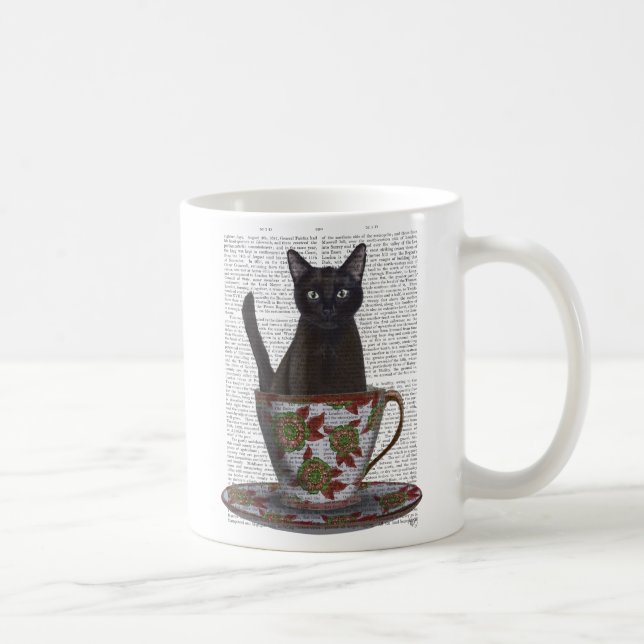 Mug Chat noir en Teacup (Droite)