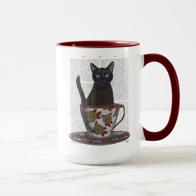 Mug Chat noir en Teacup (Droite)