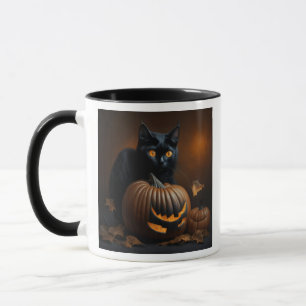 Mug Chat noir et citrouille Jack-O-Lantern