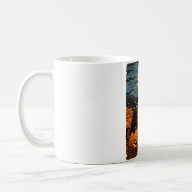 Mug Chat noir Halloween Amoureux de les chats Starry N (Gauche)