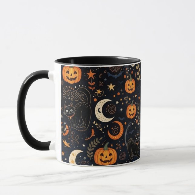 Mug Chat noir magique et lune (Gauche)