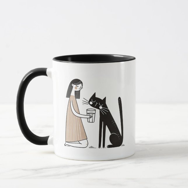 Mug Chat noir malicieux à boire du verre humain (Gauche)
