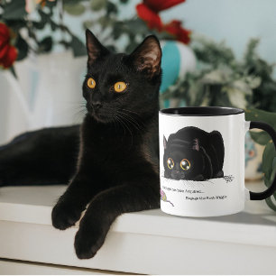 Mug Chat noir mignon et joueur, Queue de Kitty en remu