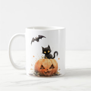 Mug Chat noir mignon sur Halloween Citrouille