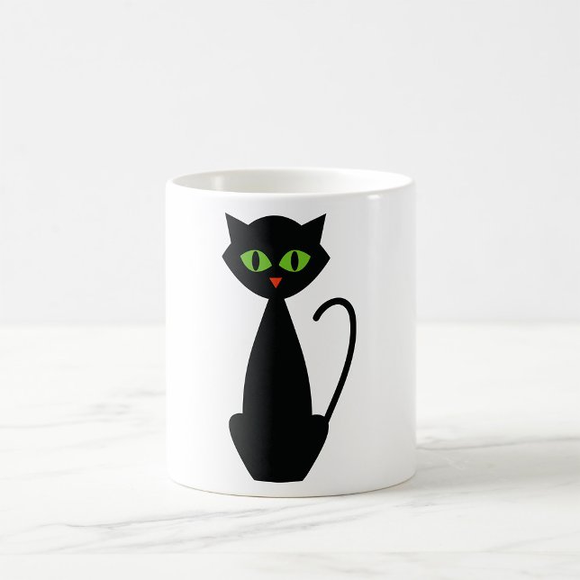 Mug Chat Noir Rétro Silhouette d'Halloween aux Yeux Ve (Créateur téléchargé)