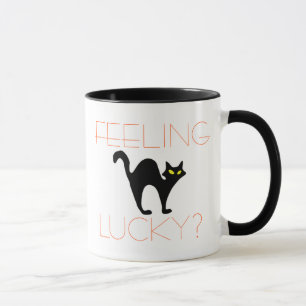 Mug Chat noir sentant Halloween   drôle chanceux