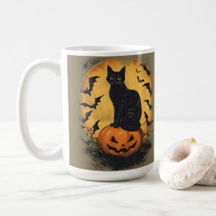 Mug Chat noir sur citrouille d'Halloween