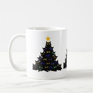 Mug Chat Noir Tangé Dans Les Lumières Des Arbres De No