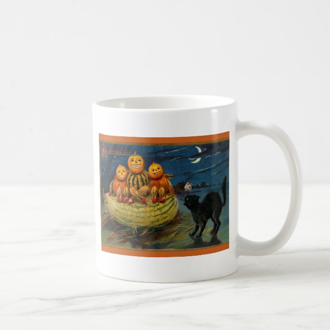 Mug Chat noir vintage Halloween Citrouille (Droite)