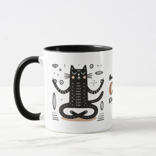 Mug Chat noir Zen flottant dans la méditation