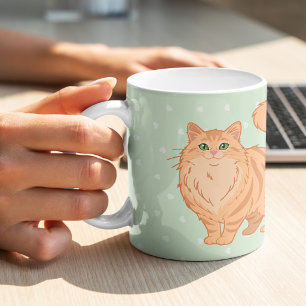 Mug Chat orange tabby à poils longs maman personnalisé