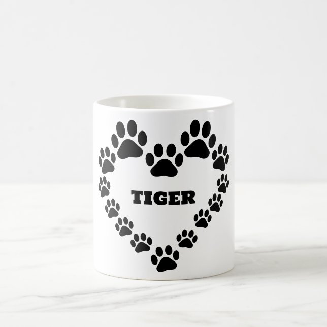 Mug Chat personnalisé Empreinte de patte Coeur de café (Centre)