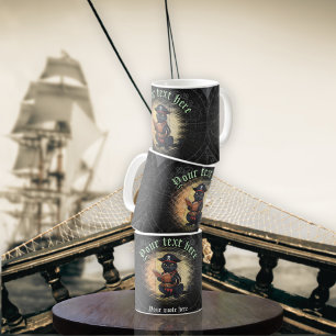Mug Chat pirate curieux déchiffrant d'anciens mystères