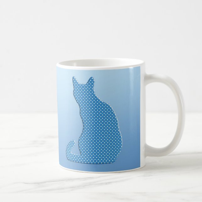 Mug Chat pointillé - nuances de bleu (Droite)
