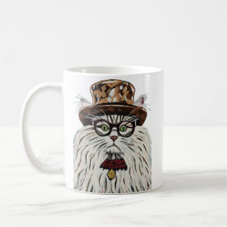 Mug Chat portant un casquette et lunettes